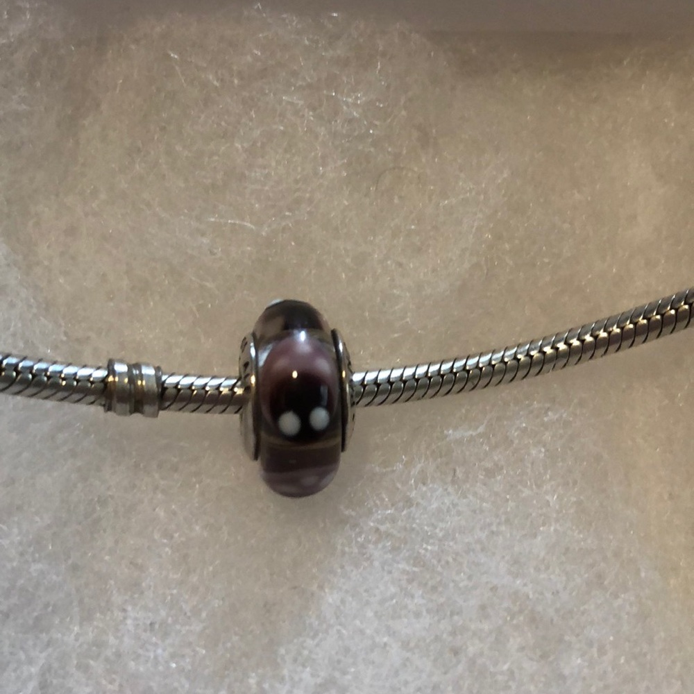 Purple glass pandora Murano ladybug charm